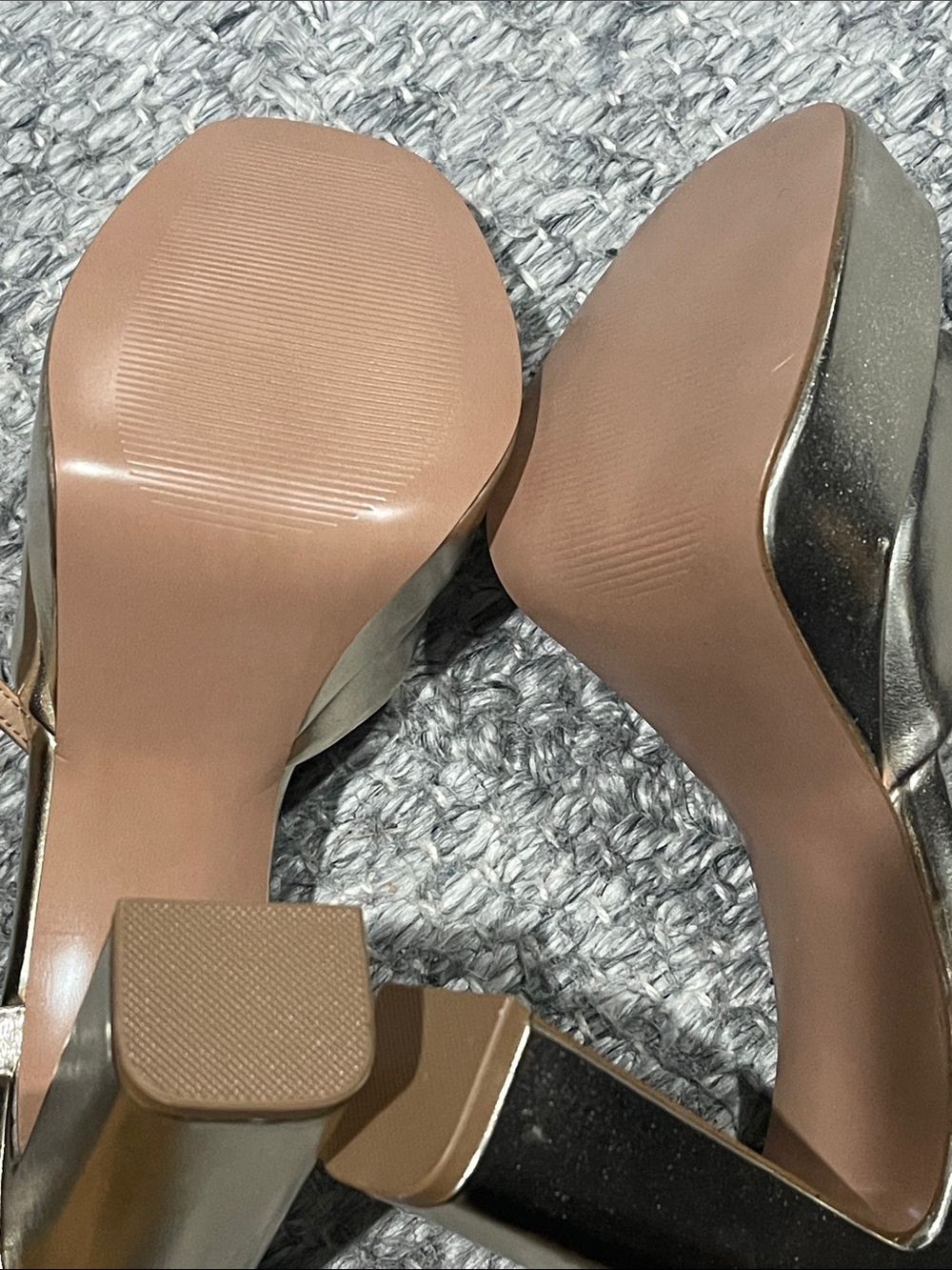 Steve Madden Metallic Gold Platform Ankle-Strap Heels - Picture 9 of 9